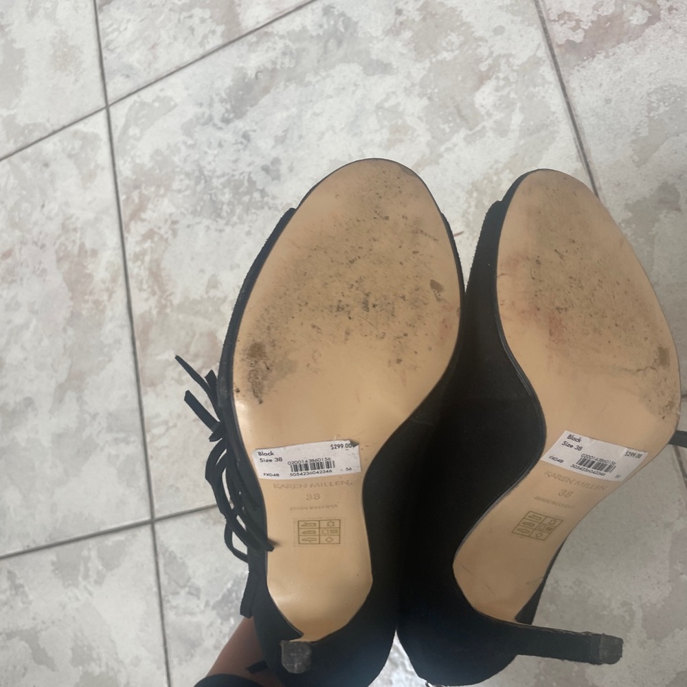 Karen millen black suade fringe heels good condition size 8 - Picture 10 of 14